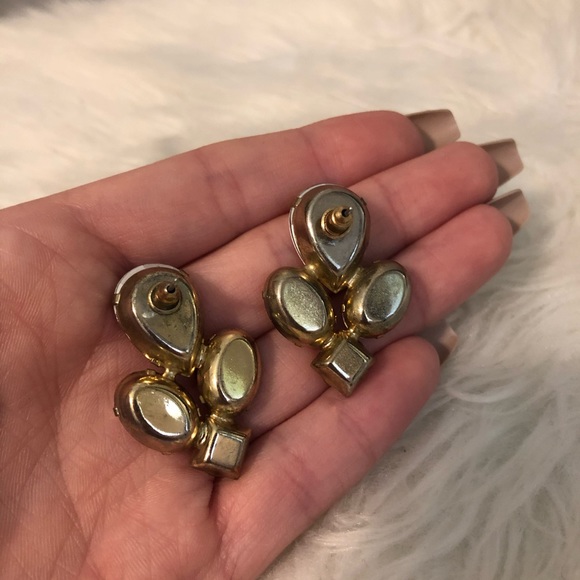 Purple Stud Statement Earrings - Picture 3 of 3